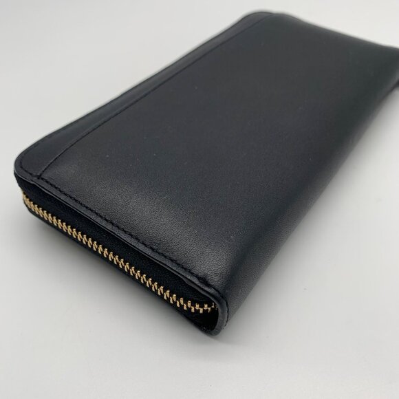 Kate Spade Black Leather Braided Ribbon Long Zip Around Wallet - Picture 9 of 11